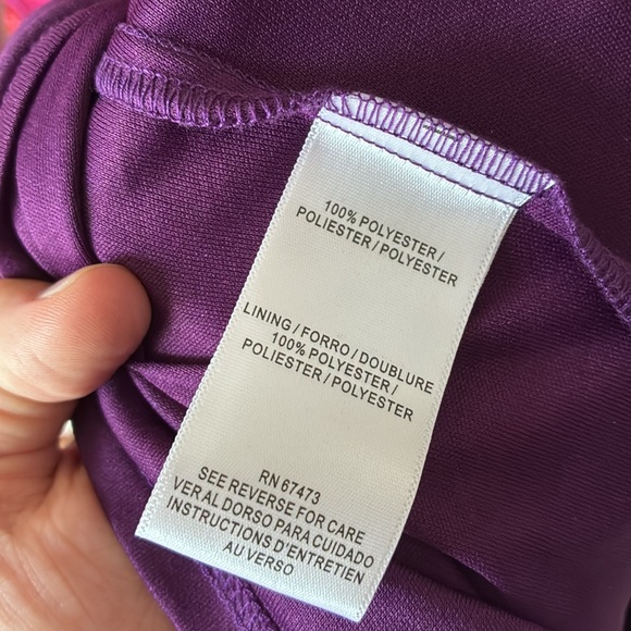 Maison Tara Long Sleeve Mock Neck Printed Chiffon Fit and Flare Dress - Picture 7 of 10